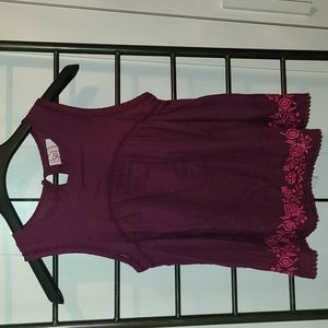 NWOT purple tank blouse with flower embroidery
